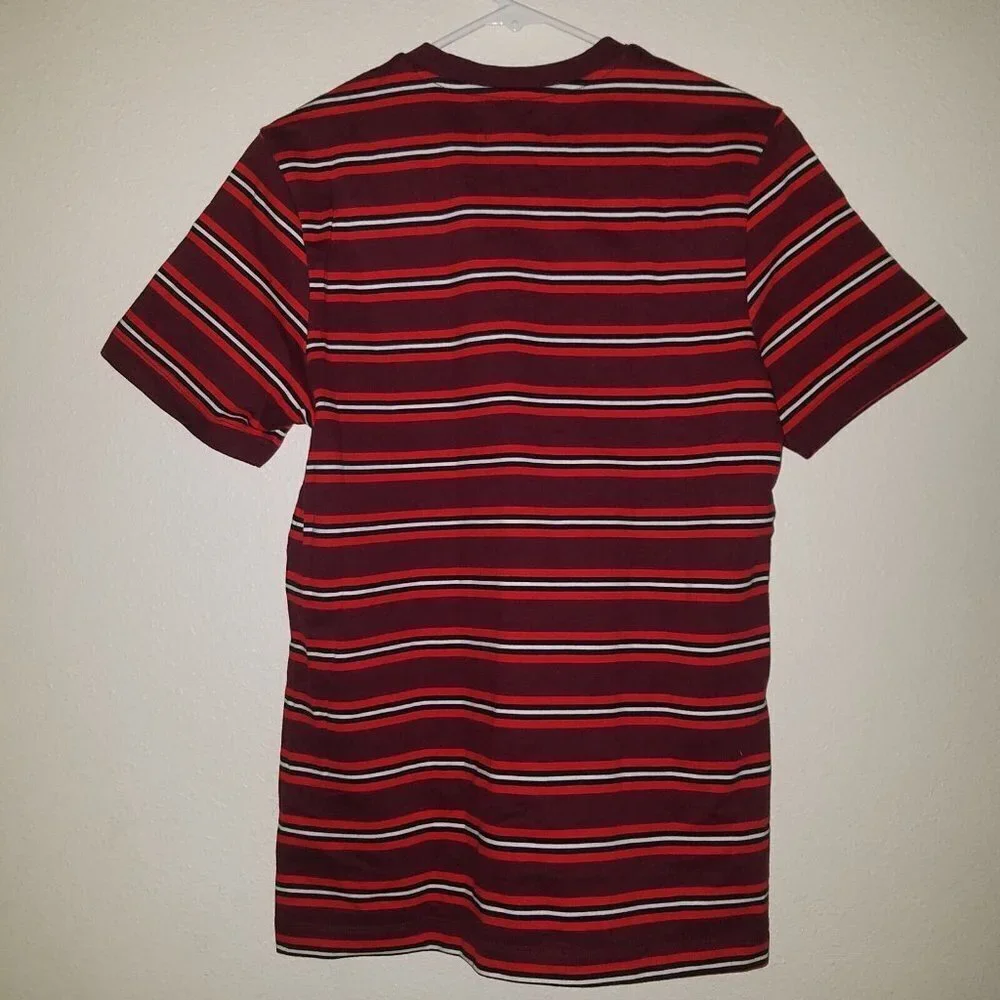 Adidas Originals Pete Striped Tee Men's Small Red Burgundy White Black